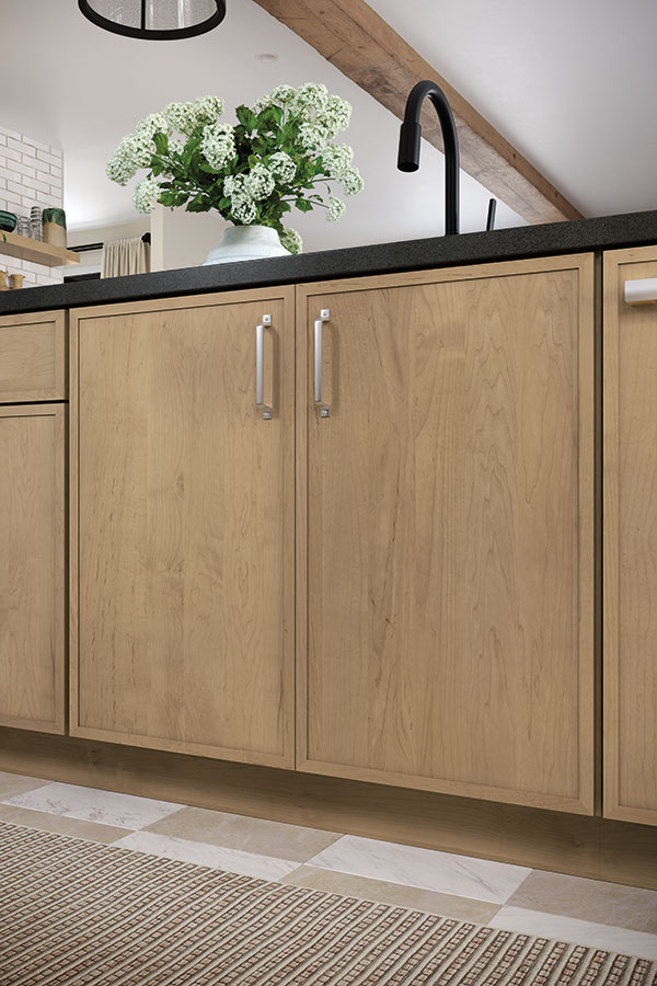 universal access sink base with removable front in natural wood